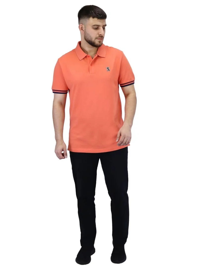 GIORDANO Men's Performance Slim Fit Lion Embroidery Solid Polo