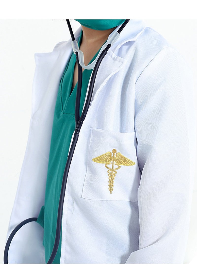 Al Aoyama Children's doctor costume, white coat nurse uniform surgical uniform professional role play  - Image 3