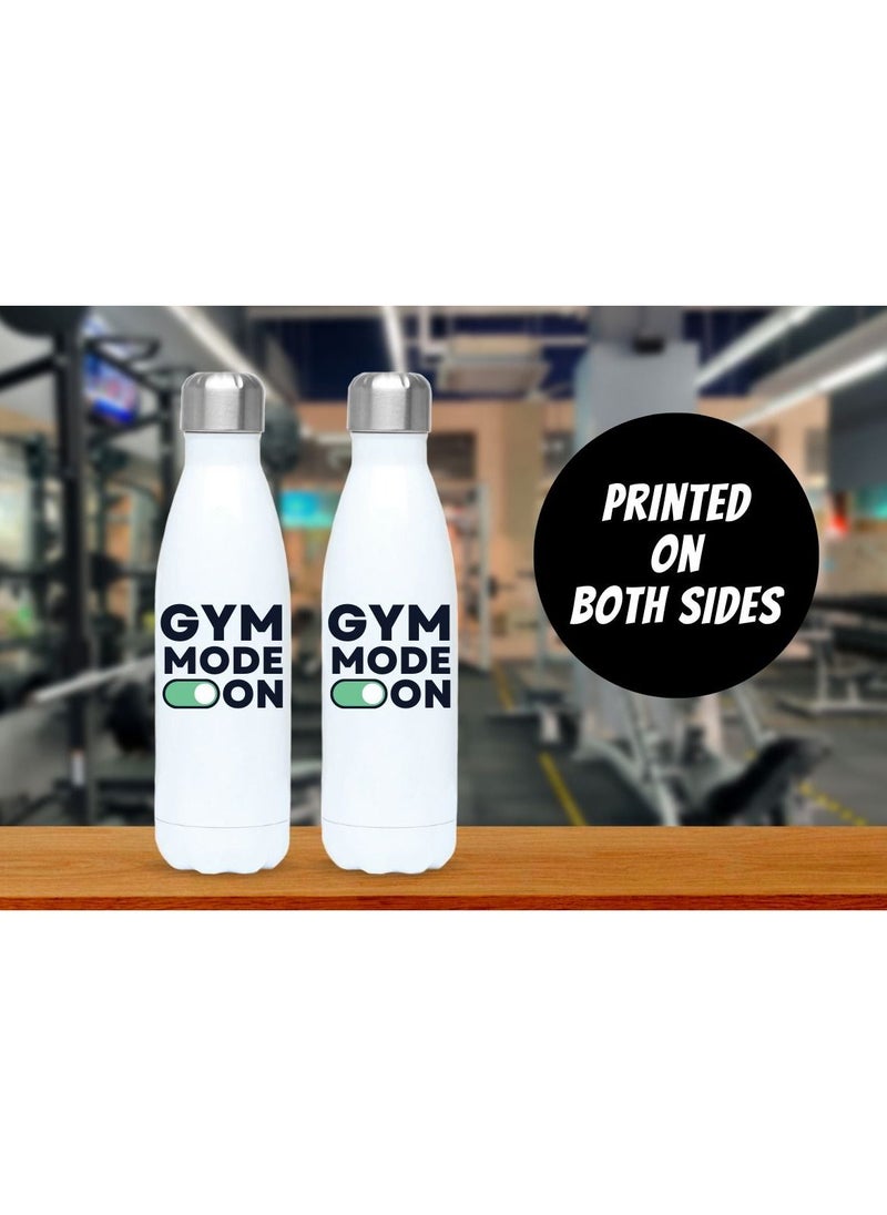 MEC - Gym Mode On Gym Printed Water Bottle Flask Water Bottle For Kids Insulated Water Container Stainless Steel & Vacuum Kids Flask Leak Proof Flex Cap Sports Water Bottle 17 OZ - Image 1