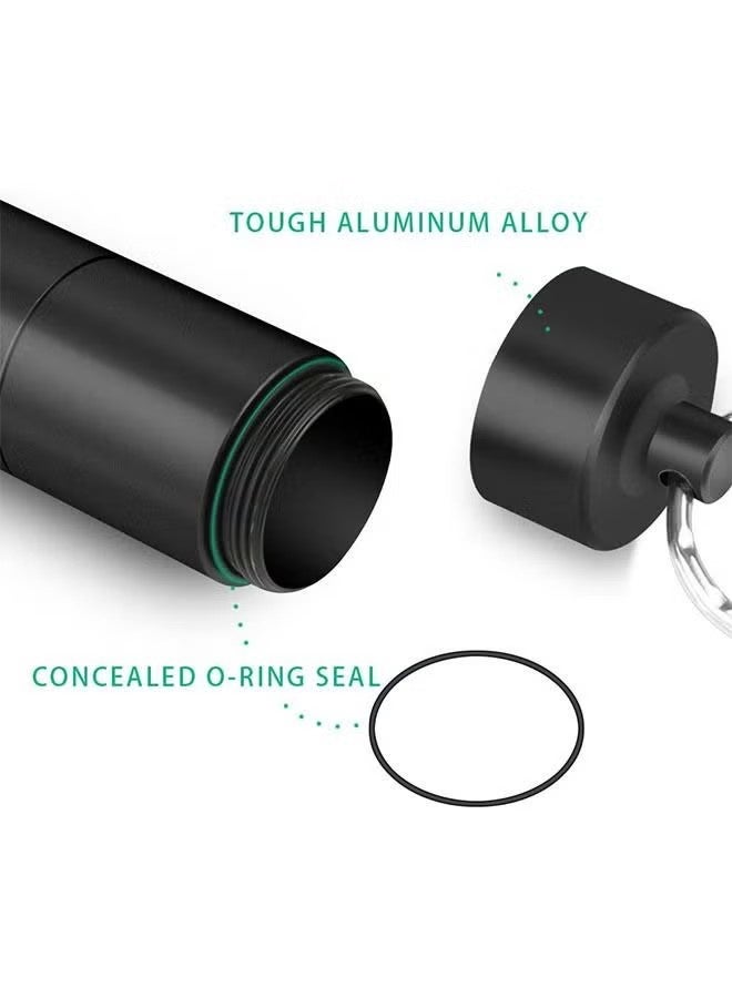 YJ Portable Pill Cases with Keychain, Metal Pocket Pill Boxes, 3 Compartment Waterproof Daily Pill Container Holder for Men and Women (Black) - Image 2