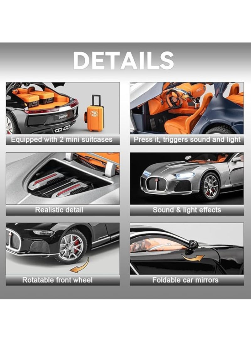 Bugatti 1:24 Scale Bugatti Atlantic Alloy Car Model Diecast Toy Vehicles for Kids, with Lights and Music，Gifts for Adults and Children, Decorative Objects, Collectibles. (as per stock)) - Image 4