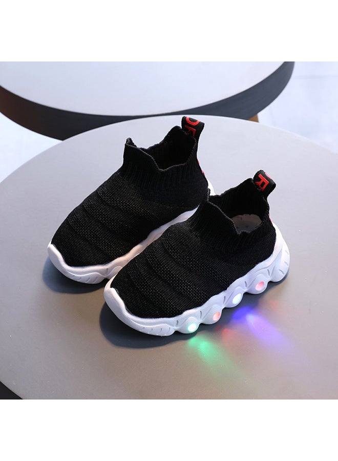 Children's Spring And Autumn Light Socks Shoes Boys And Girls Flying Woven Breathable Light Bottom Slip-on Casual Shoes Baby Versatile Shoes