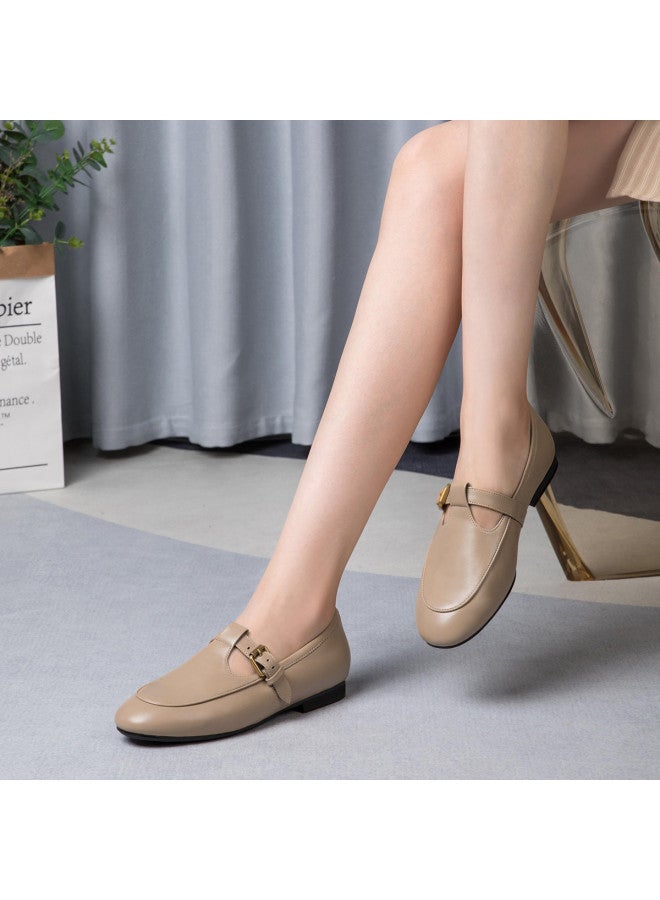 Goldlion Counter Same Style, Elegant Lamb Leather Mary Jane Commuter Shoes, Jk Uniform Shoes, Versatile Women's Flats, Little Leather Shoes - Image 2