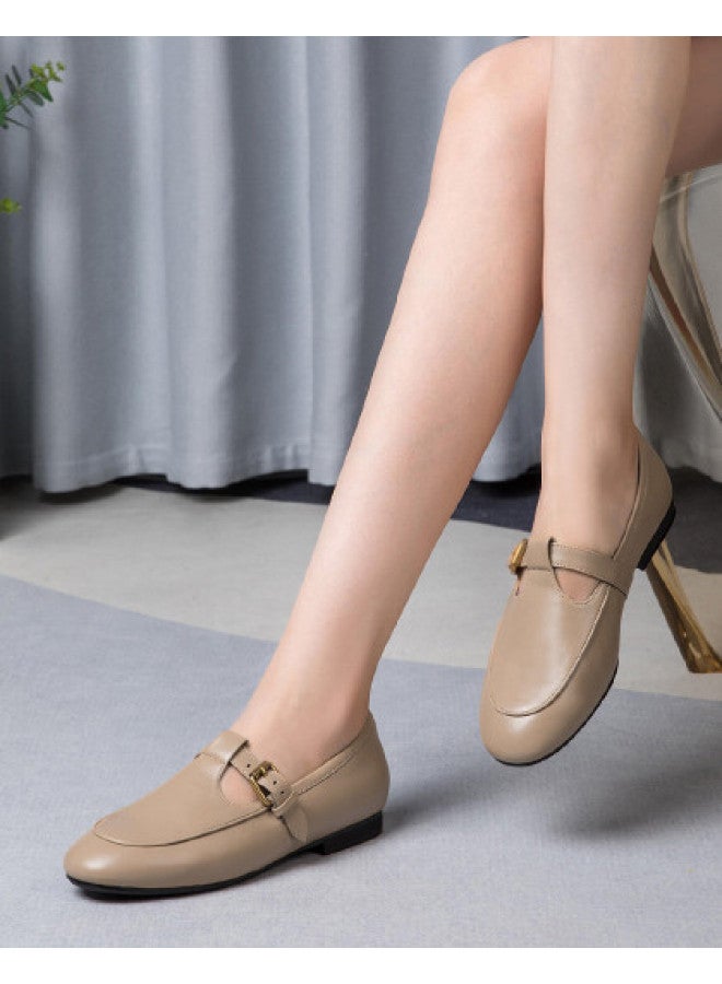 Goldlion Counter Same Style, Elegant Lamb Leather Mary Jane Commuter Shoes, Jk Uniform Shoes, Versatile Women's Flats, Little Leather Shoes - Image 1