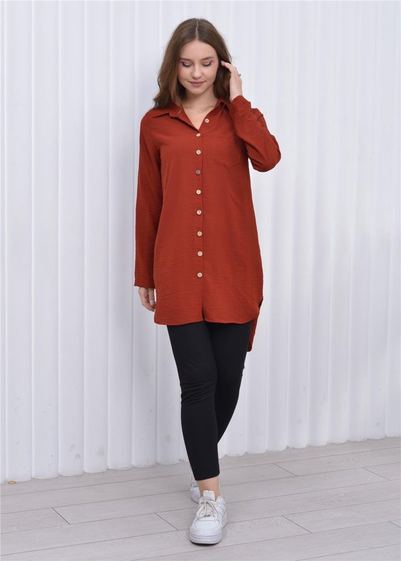 Nuseel Women's Long Front Buttoned Aerobin Tunic Shirt Tile  - Image 1