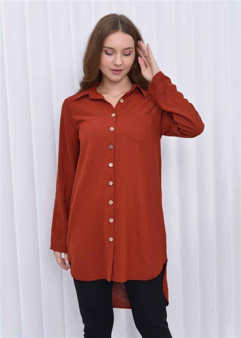 Nuseel Women's Long Front Buttoned Aerobin Tunic Shirt Tile  - Image 2