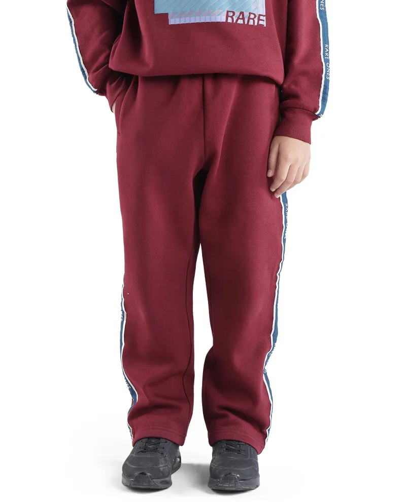 رير ونز Rare Ones Kids Zeto Maroon Cotton Poly Applique Drawstring Closure Trackpant