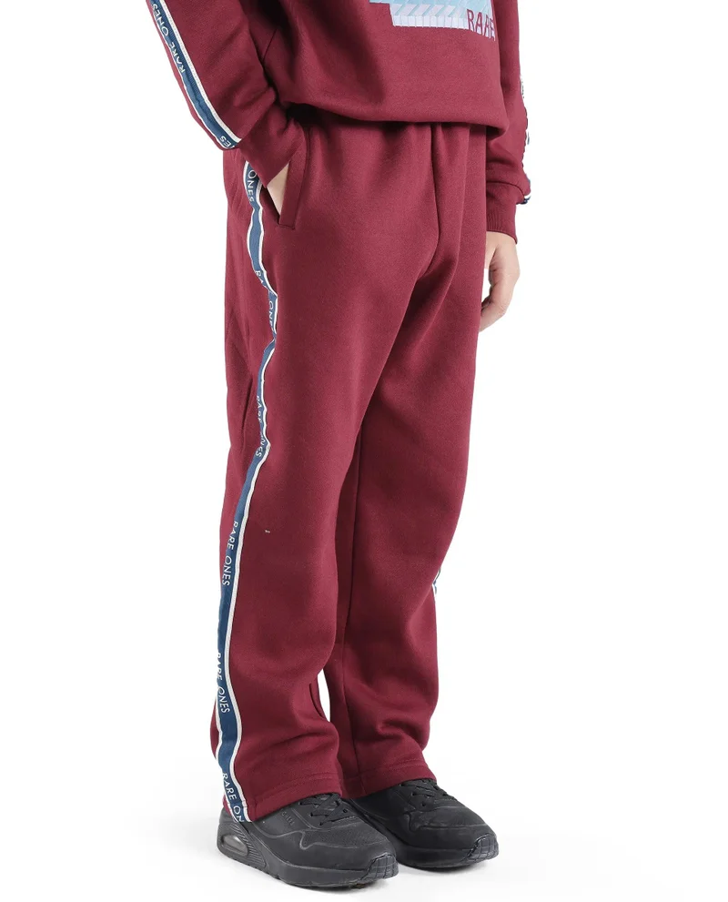 Rare Ones Rare Ones Kids Zeto Maroon Cotton Poly Applique Drawstring Closure Trackpant