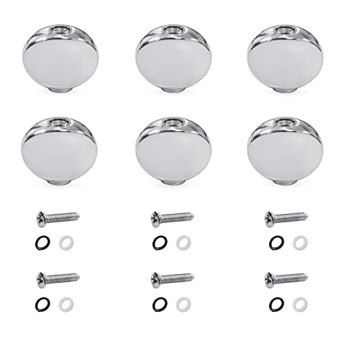 MAXCHEER 6PCS Metal Big Square Shape Guitar Tuning Peg Tuners Machine Head Replacemen Buttons knob Handle Tip (Chrome Oval) - Image 1