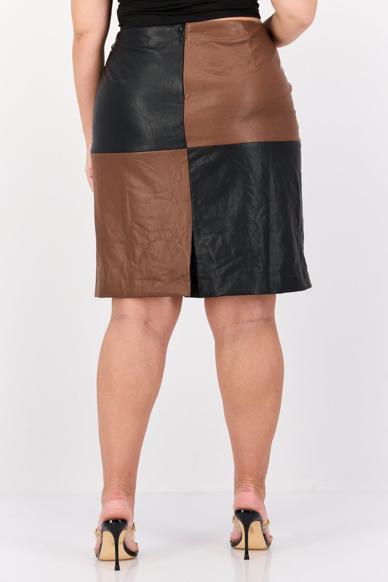 Bar III Women Plus Size Two Tone Pencil Skirt, Black - Image 3