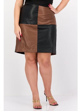 Bar III Women Plus Size Two Tone Pencil Skirt, Black  - Image 1