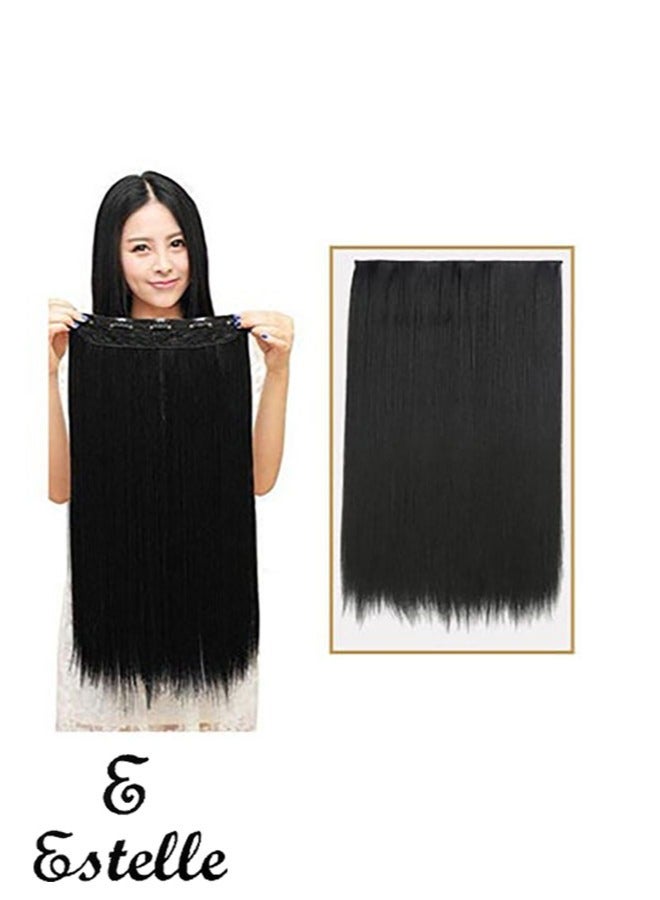 Estelle Eestelle Full Head One-piece Long Straight and Body Wave Hair Extension With 5 Clips Suitable for Women and Girls (Color No 1, Straight) - Image 1