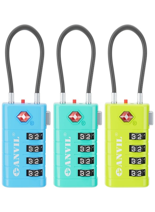 ANVIL TSA 4-Dial Luggage Locks with Search Alert: Enhanced TSA008 Core for Maximum Security, Ideal TSA for Luggage, Suitcase, Gym & General Locker Use (3, 3 Colors) - Image 1