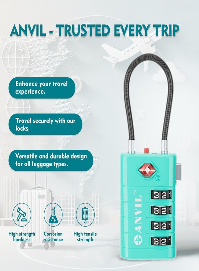 ANVIL TSA 4-Dial Luggage Locks with Search Alert: Enhanced TSA008 Core for Maximum Security, Ideal TSA for Luggage, Suitcase, Gym & General Locker Use (3, 3 Colors) - Image 4