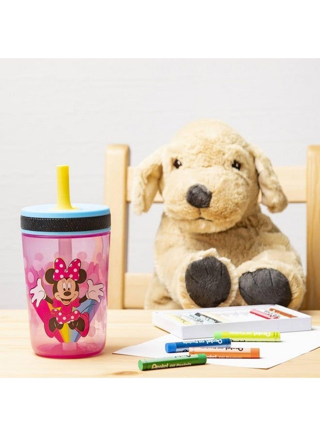 Zak Designs طقم كوب ديزني كيلسو 15 أونصة (ميني ماوس) بغطاء محكم مع قشة، مصنوع من البلاستيك المتين والسيليكون، حزمة مثالية للأطفال الصغار - Image 2