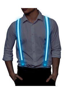 Generic Men's Led Suspenders, Light Up Suspenders 3 Flash Modes LED Glow Suspenders, Adjustable Illuminated Bow Ties with Zipper, Costume Accessory for Parties, Bars, Halloween, School, blue  - Image 1