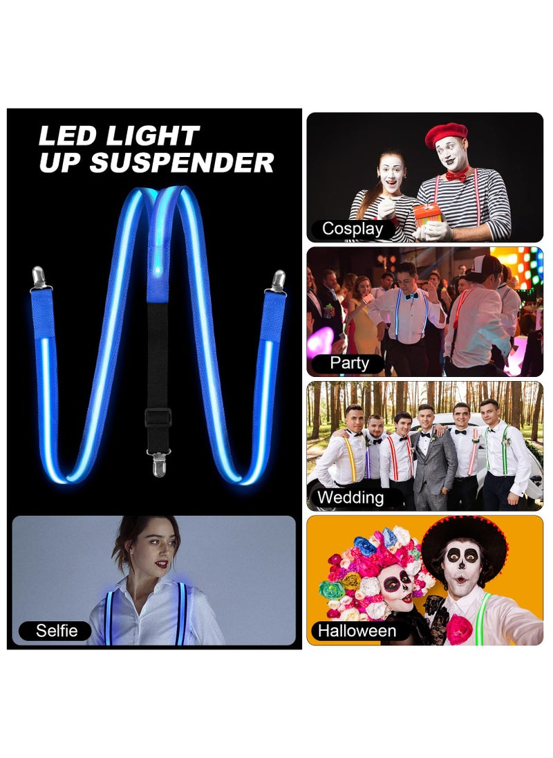 Generic - Men's Led Suspenders, Light Up Suspenders 3 Flash Modes LED Glow Suspenders, Adjustable Illuminated Bow Ties with Zipper, Costume Accessory for Parties, Bars, Halloween, School, blue - Image 1