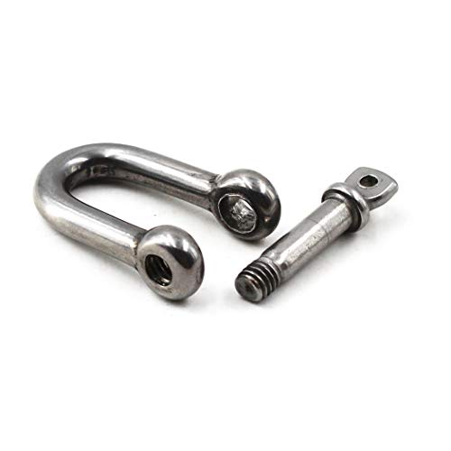 Flomore M4 D Ring Shackle Boat Anchor Shackle 304 Stainless Steel Chain Shackle Screw Pin D Shackle Pack of 15 - Image 2