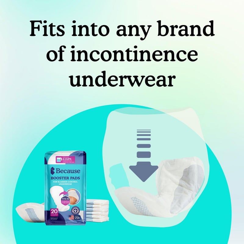because Premium Incontinence Booster Pads for Men and Women Adds Extra Absorbency to Adult Diapers Super Soft Adhesive Strip Backing Unisex 45 Count - Image 4