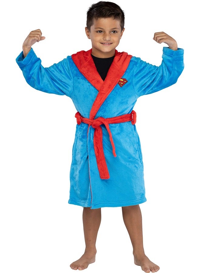 INTIMO DC Comics Boys Superman Plush Fleece Hooded Costume Robe with Cape (Superman, 10/12) - Image 2