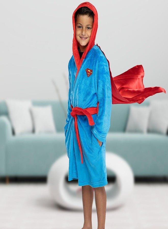 INTIMO DC Comics Boys Superman Plush Fleece Hooded Costume Robe with Cape (Superman, 10/12) - Image 4
