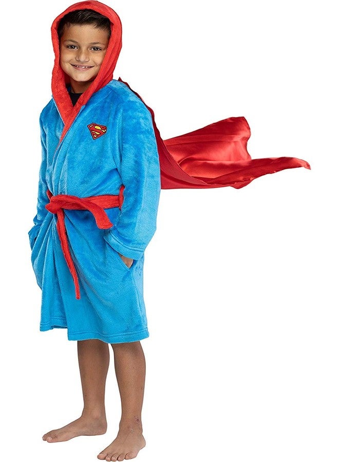 INTIMO DC Comics Boys Superman Plush Fleece Hooded Costume Robe with Cape (Superman, 10/12) - Image 1