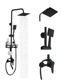 Generic Full Copper Shower Set Bathroom fixtures Shower Booster Head Bathroom Home Wall Mounted Shower System Black  - Image 1