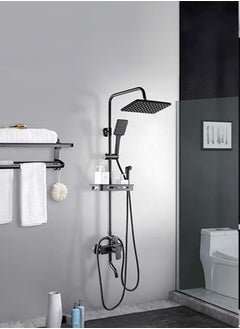 Generic Full Copper Shower Set Bathroom fixtures Shower Booster Head Bathroom Home Wall Mounted Shower System Black  - Image 3