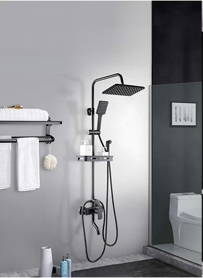 Generic Full Copper Shower Set Bathroom fixtures Shower Booster Head Bathroom Home Wall Mounted Shower System Black  - Image 3