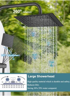 Generic Full Copper Shower Set Bathroom fixtures Shower Booster Head Bathroom Home Wall Mounted Shower System Black  - Image 5