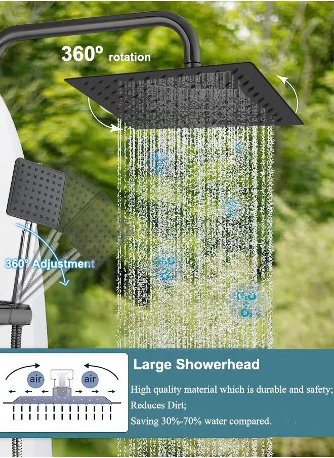 Generic Full Copper Shower Set Bathroom fixtures Shower Booster Head Bathroom Home Wall Mounted Shower System Black  - Image 5
