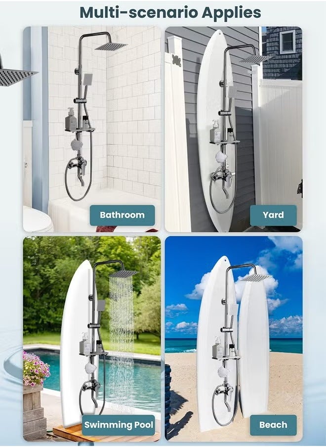 Generic Full Copper Shower Set Bathroom fixtures Shower Booster Head Bathroom Home Wall Mounted Shower System Black  - Image 4