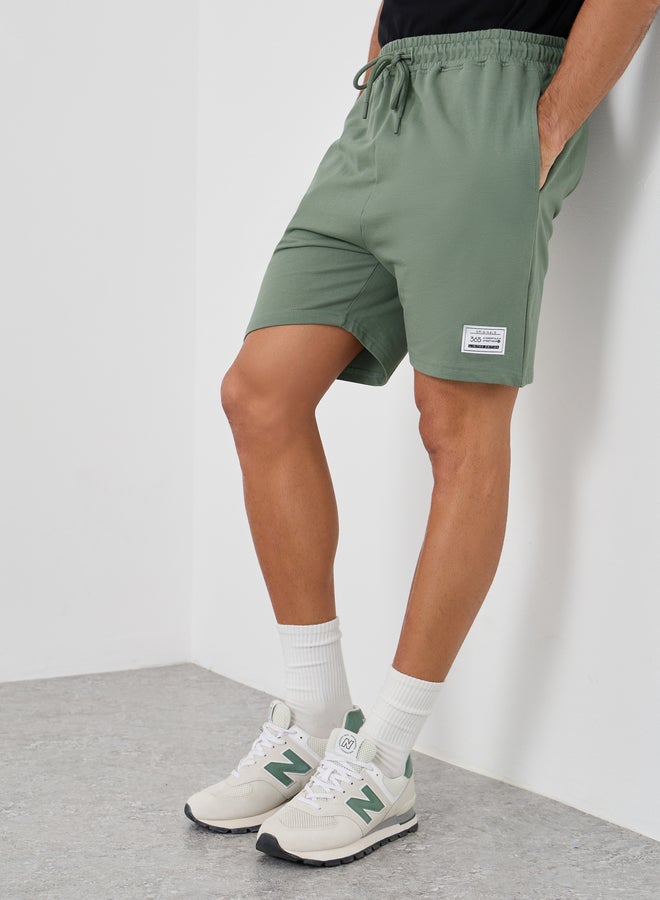 Styli Badge Detail Regular Fit Terry Shorts - Image 1