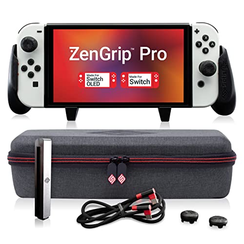 Satisfye – ZenGrip Pro Gen 3 OLED Elite Bundle, Accessories Compatible with Nintendo Switch - The Bundle includes: Grip, Elite Case and a Low Profile USB C-C Cable. BONUS: 2 Thumbsticks+1 JoyCon Rail - Image 1