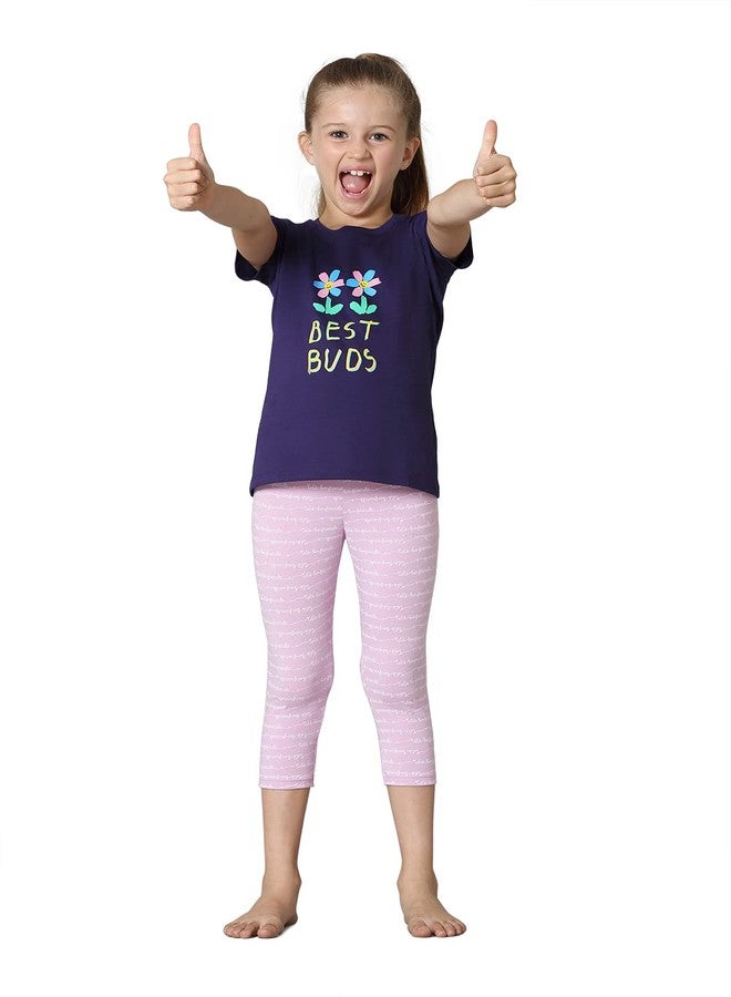 Van Heusen Girls Capri Pants - Power Plus Cotton Spandex - High Rise, Ultra Soft, Durable_56303_Friends AOP_9-10 Years - Image 1