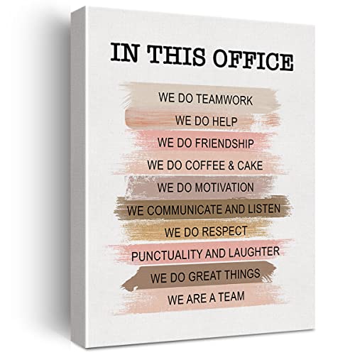 Motivational Teamwork Wall Art in This Office We Do Teamwork Canvas Print Inspirational Framed Diversity Painting for Office Home Wall  Tabletop Decor