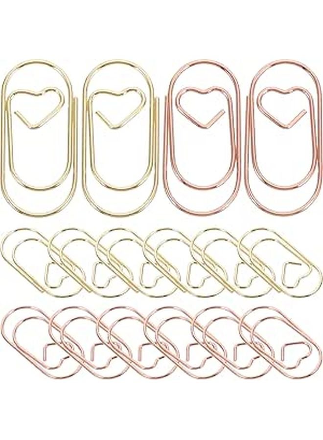 30pcs Rose Gold Heart Shaped Metal Paper Clips for Office School Organization - Image 1