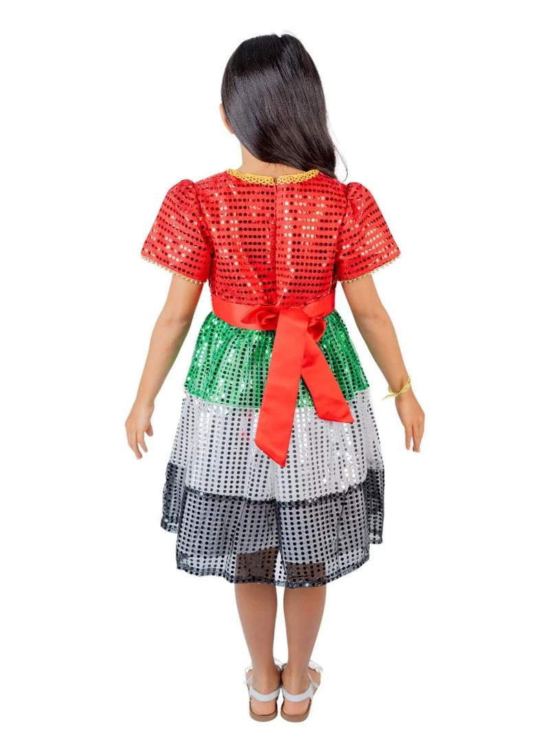 دىدانيالا فستان دانييلا - بألوان العلم الوطني لدولة الإمارات العربية المتحدة ومزين بالترتر