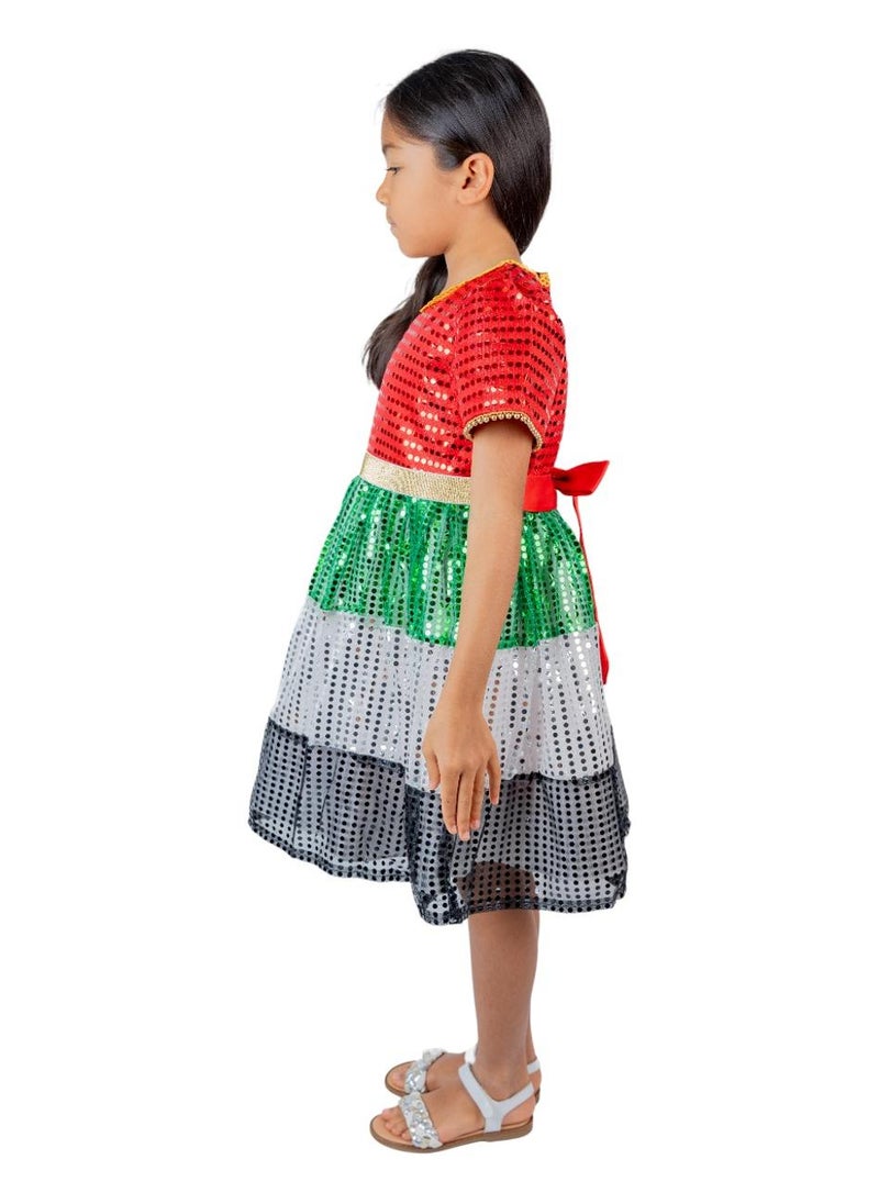 دىدانيالا فستان دانييلا - بألوان العلم الوطني لدولة الإمارات العربية المتحدة ومزين بالترتر - Image 3