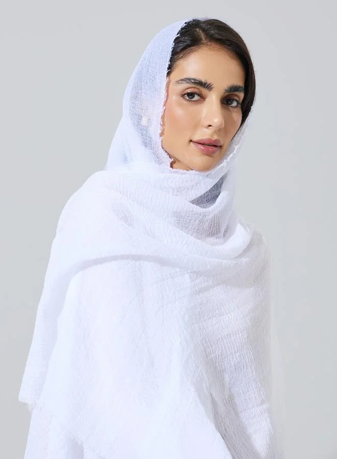 Amirah White Plain Crinkle Hijab