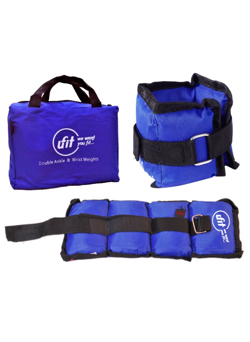 UFIT Double Ankle & Wrist Sand Weights With Carry Bag, Blue 0.5KG (0.25KG×2PCS) - Image 1