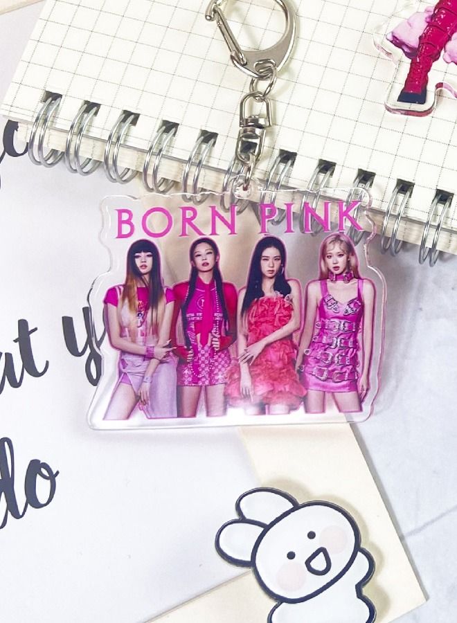 1Pcs Blackpink New Album Bron Pink key Chain  Acrylic Ornaments - Image 3