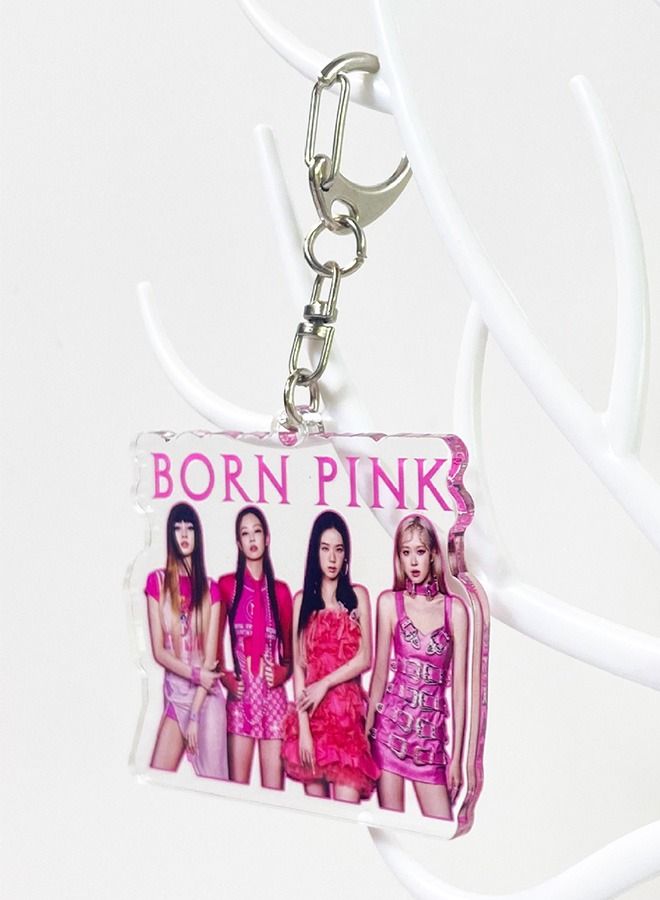 1Pcs Blackpink New Album Bron Pink key Chain  Acrylic Ornaments - Image 2