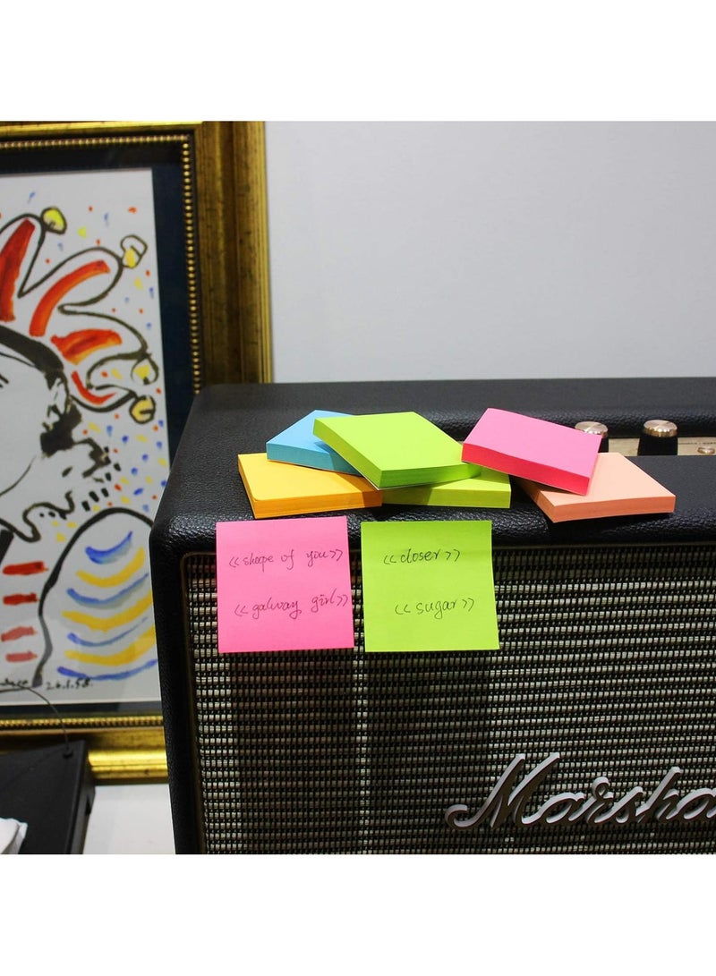 فوميمو 400 قطعة من الملاحظات اللاصقة، ورق ملاحظات فائق الالتصاق 75mm x 75mm، علامات تبويب للكتب، وسادات ذاتية اللصق بالوان زاهية، 2 ضعف قوة اللصق، سهلة التركيب للمنزل واللوازم المدرسية والمنتجات المكتبية - Image 5
