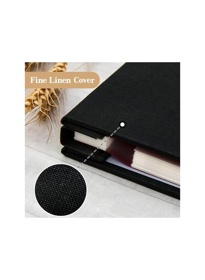 The Bros Large Photo Album Self Adhesive Pictures for 2x3 4x6 5x7 8x10 Pictures DIY Scrapbook Album 40 Blank Pages (20 sheets) Linen Cover Memory Book for Wedding, Baby Growth, Travel, 28 x 27cm (Black) - Image 2