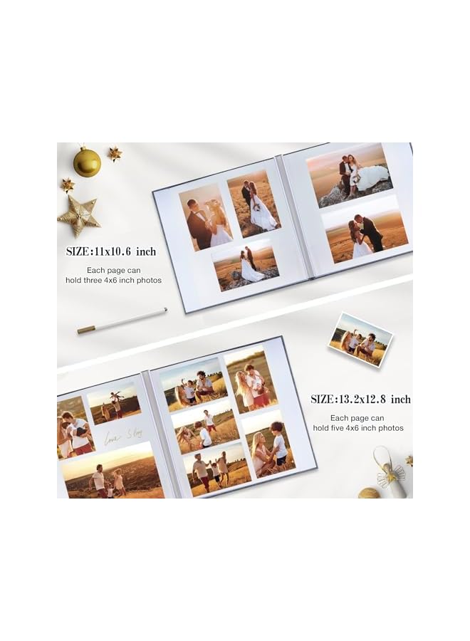 The Bros Large Photo Album Self Adhesive Pictures for 2x3 4x6 5x7 8x10 Pictures DIY Scrapbook Album 40 Blank Pages (20 sheets) Linen Cover Memory Book for Wedding, Baby Growth, Travel, 28 x 27cm (Black) - Image 5