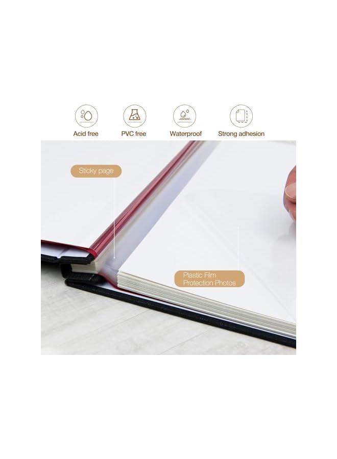 The Bros Large Photo Album Self Adhesive Pictures for 2x3 4x6 5x7 8x10 Pictures DIY Scrapbook Album 40 Blank Pages (20 sheets) Linen Cover Memory Book for Wedding, Baby Growth, Travel, 28 x 27cm (Black) - Image 4