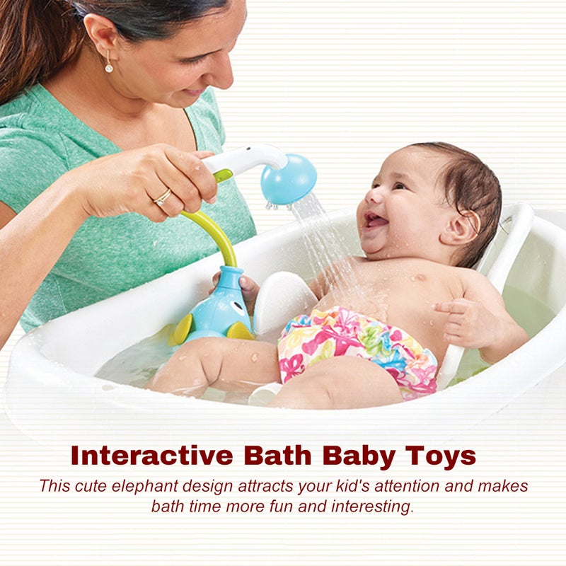 Kid's Bath Watering Toy Elephant Water Pump with Trunk Spout Rinser Baby Bath Shower Head Bathtub Pool Toy for Infants - Image 3