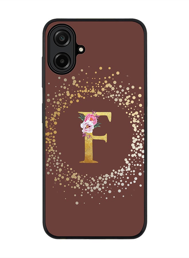 Stylizedd For Samsung Galaxy A07 4G Case,Slim fit Camera Protection, Shockproof Thin Phone cover  - Custom Monogram Floral - F  (Brown )