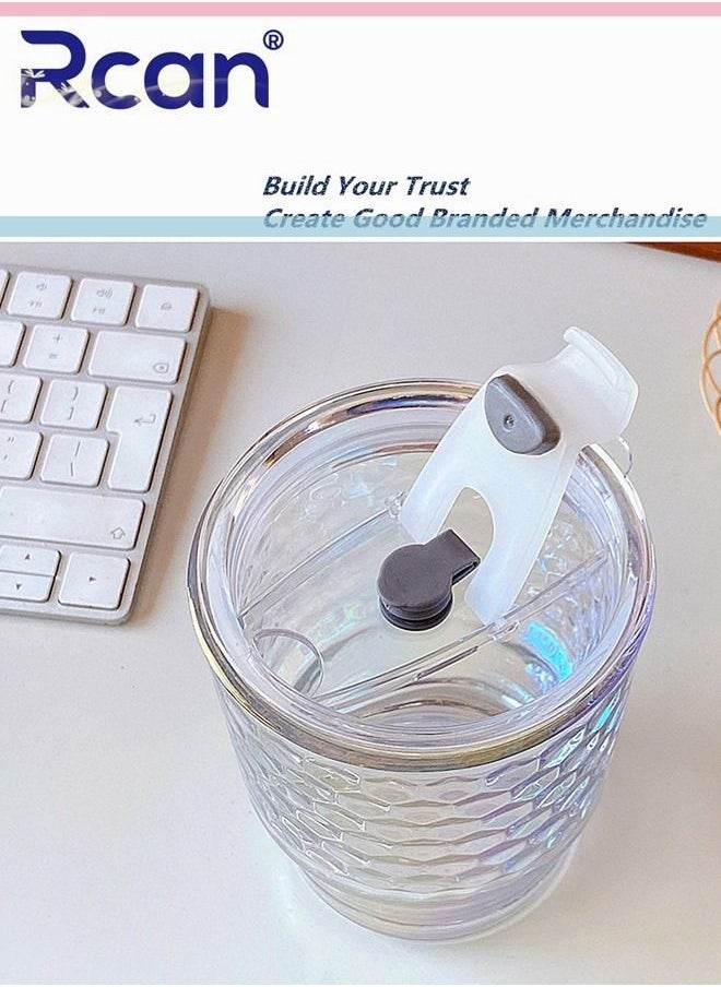 Rcan - Aurora Color Portable Glass Water Bottle With Lid Pop-up Drink Mouth Hole Sealed Leak Proof Ice Cold Drink Coffee Milk Juice Water Drinking Cup for Kids Adults - Image 1